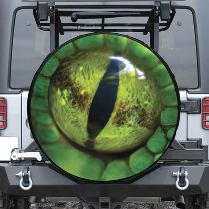 Green Snake Eye Print Leather Spare Tire Cover