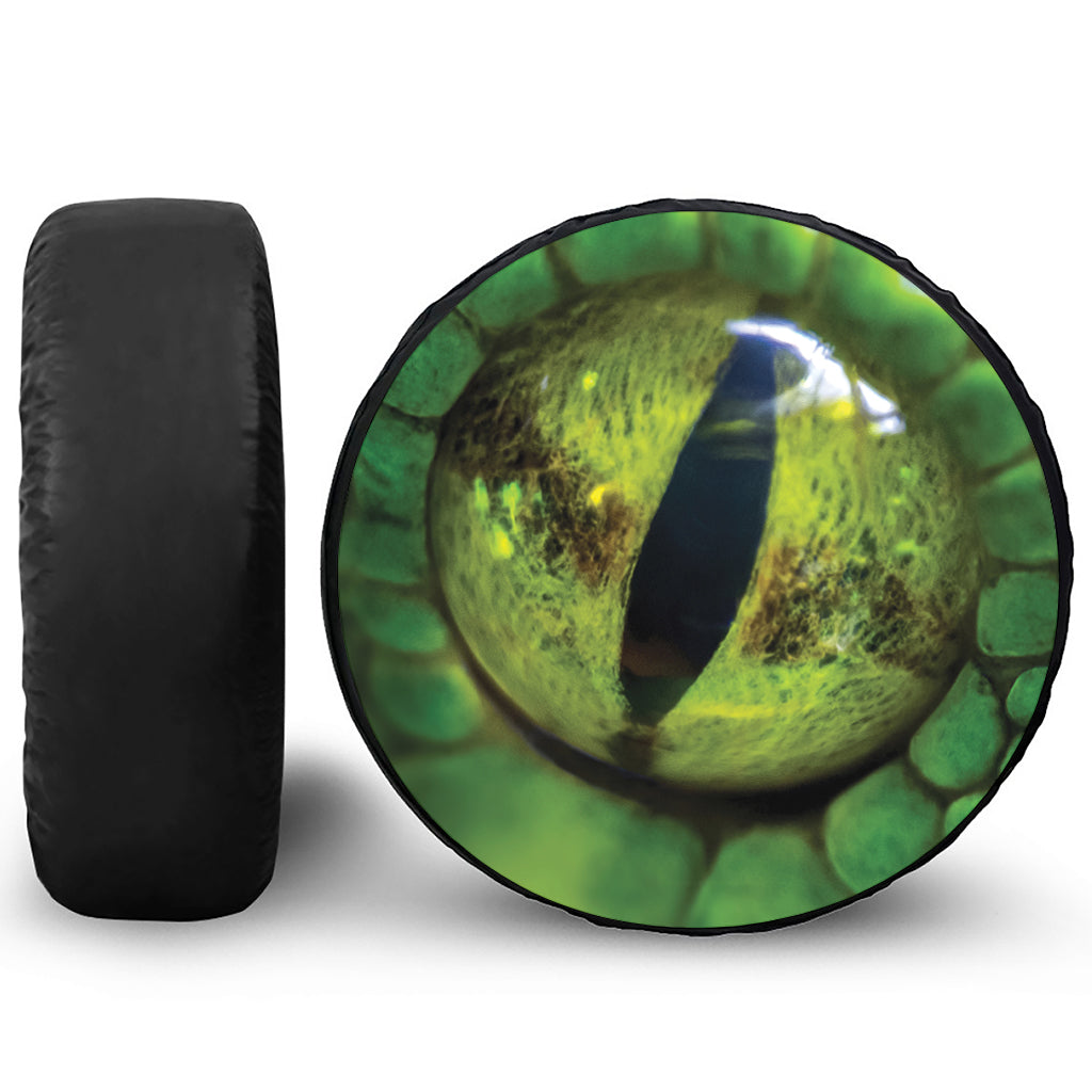 Green Snake Eye Print Leather Spare Tire Cover