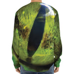 Green Snake Eye Print Long Sleeve Baseball Jersey