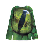 Green Snake Eye Print Long Sleeve Short Coat
