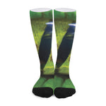 Green Snake Eye Print Long Socks