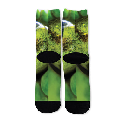 Green Snake Eye Print Long Socks