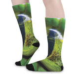 Green Snake Eye Print Long Socks