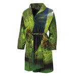 Green Snake Eye Print Men's Bathrobe