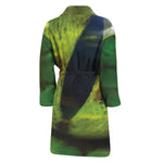 Green Snake Eye Print Men's Bathrobe