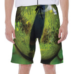 Green Snake Eye Print Men's Beach Shorts