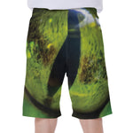 Green Snake Eye Print Men's Beach Shorts