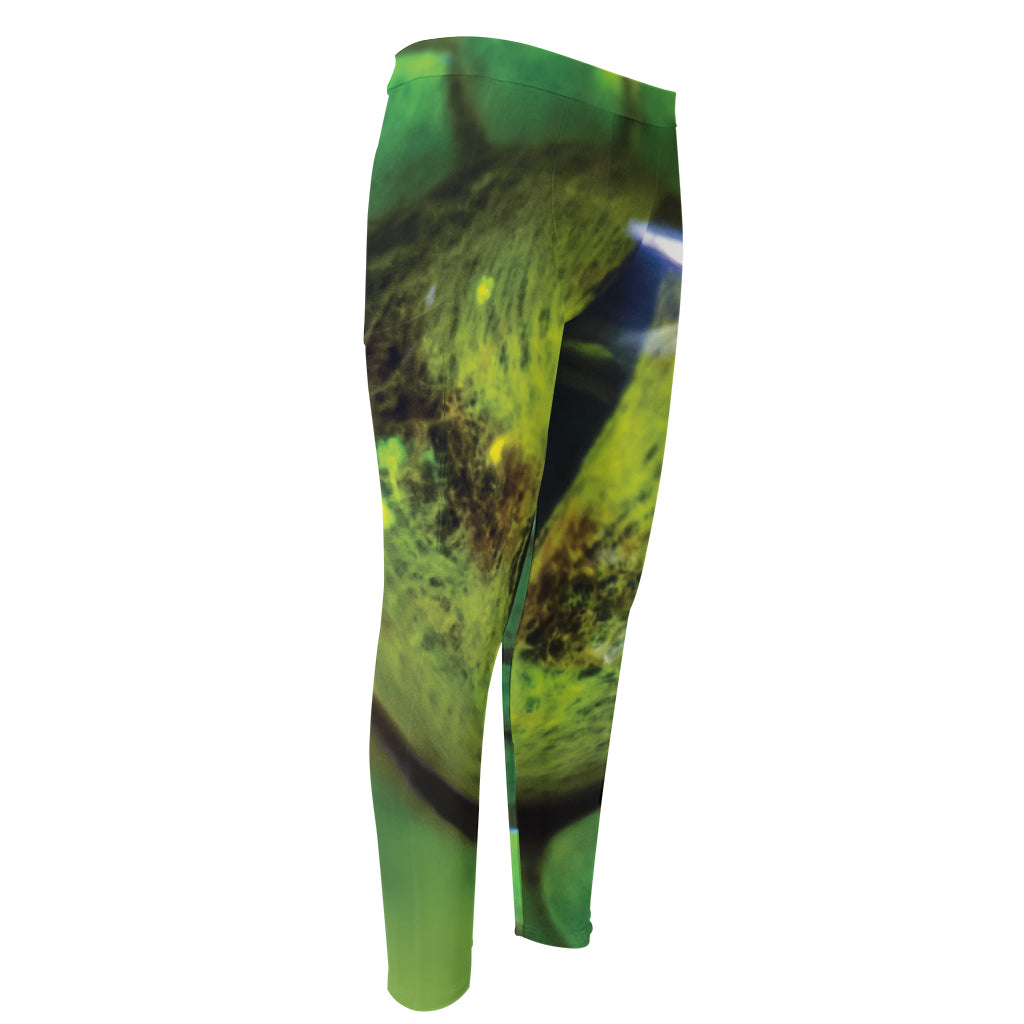 Green Snake Eye Print Men's Compression Pants