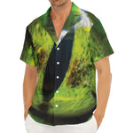 Green Snake Eye Print Men's Deep V-Neck Shirt