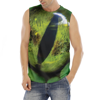 Green Snake Eye Print Men's Fitness Tank Top