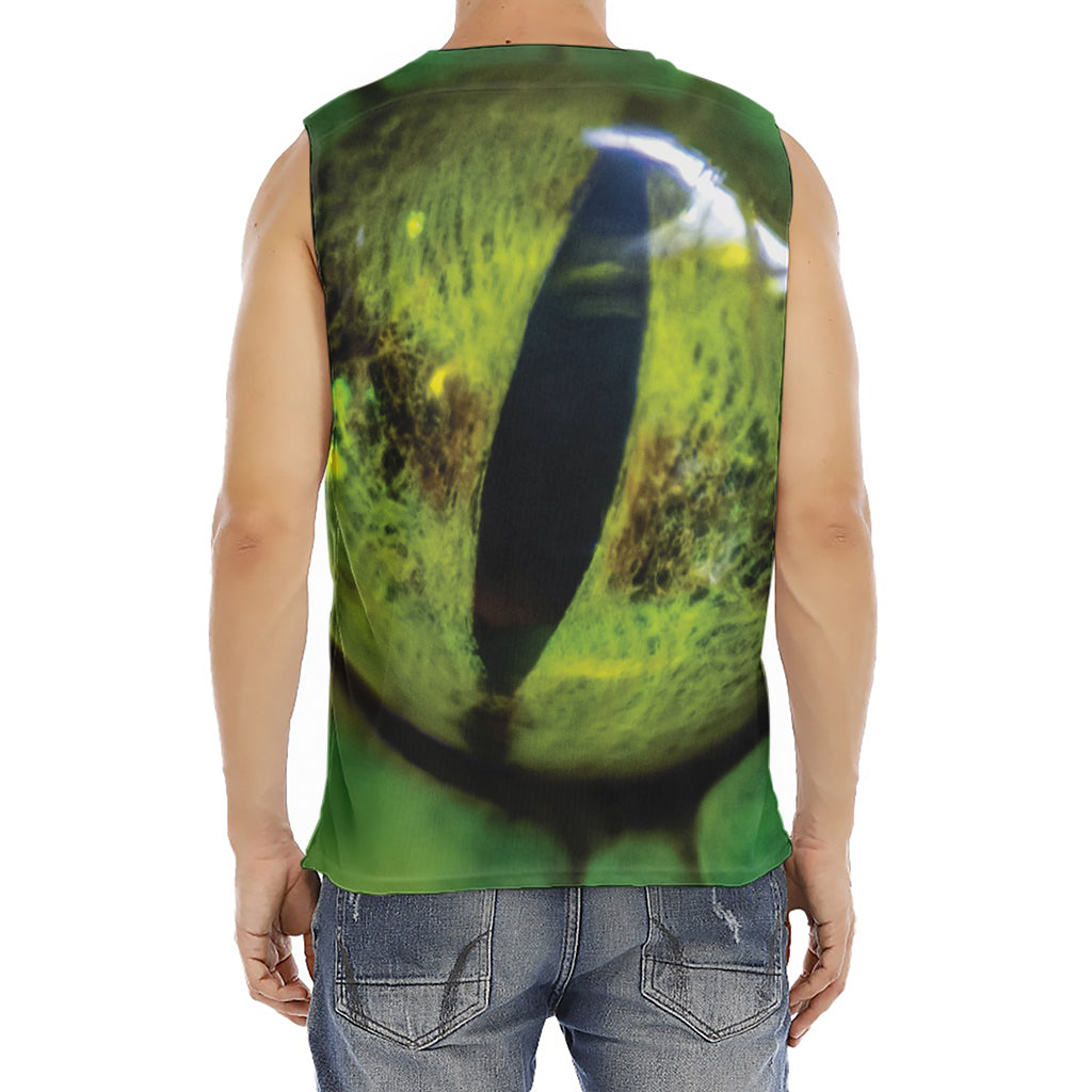 Green Snake Eye Print Men's Fitness Tank Top