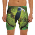 Green Snake Eye Print Men's Long Boxer Briefs