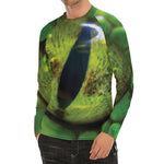 Green Snake Eye Print Men's Long Sleeve Rash Guard