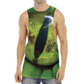 Green Snake Eye Print Men's Muscle Tank Top