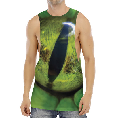Green Snake Eye Print Men's Muscle Tank Top