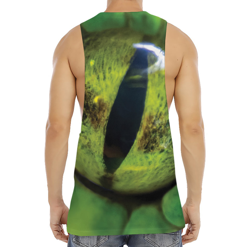 Green Snake Eye Print Men's Muscle Tank Top