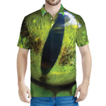 Green Snake Eye Print Men's Polo Shirt