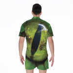 Green Snake Eye Print Men's Rompers