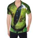 Green Snake Eye Print Men's Shirt