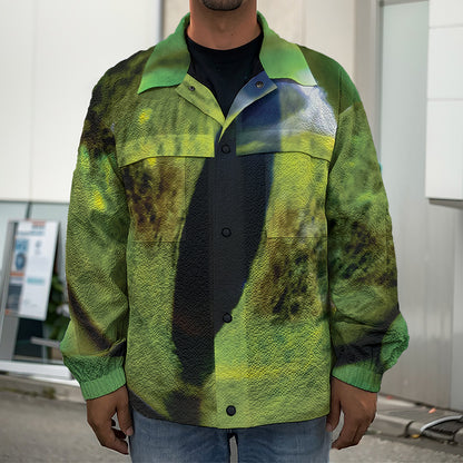 Green Snake Eye Print Men's Shirt Jacket