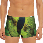 Green Snake Eye Print Men's Short Boxer Briefs