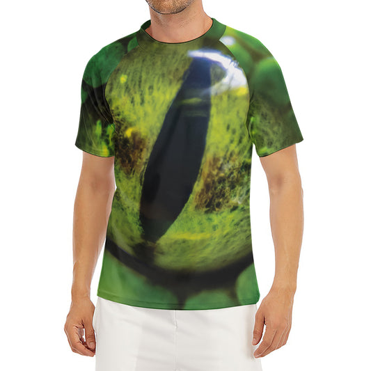 Green Snake Eye Print Men's Short Sleeve Rash Guard
