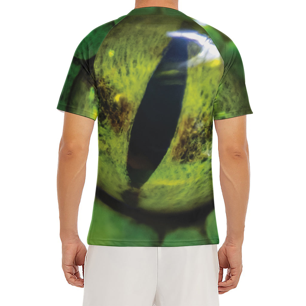 Green Snake Eye Print Men's Short Sleeve Rash Guard