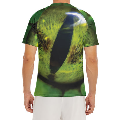 Green Snake Eye Print Men's Short Sleeve Rash Guard