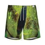 Green Snake Eye Print Men's Sports Shorts