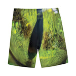 Green Snake Eye Print Men's Sports Shorts