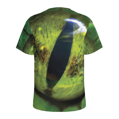 Green Snake Eye Print Men's Sports T-Shirt