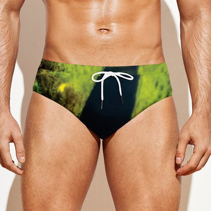 Green Snake Eye Print Men's Swim Briefs