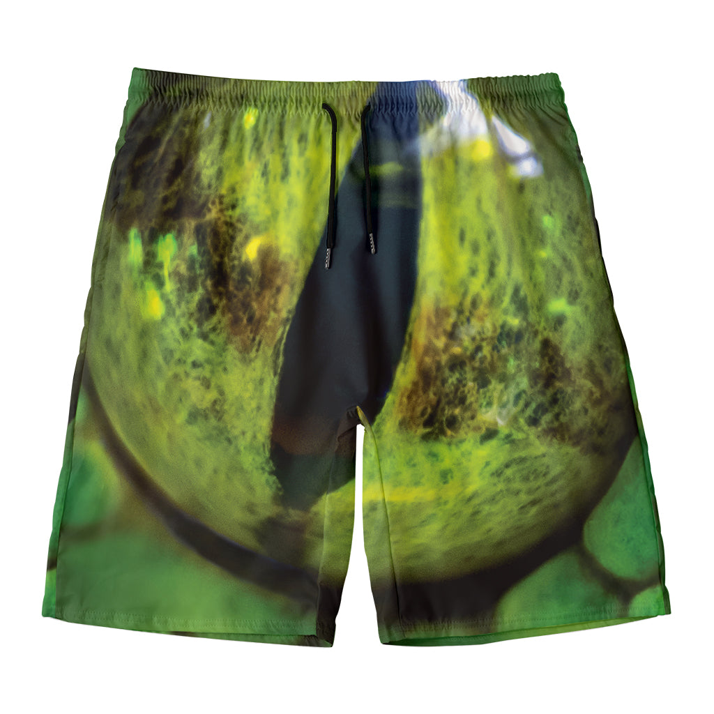 Green Snake Eye Print Men's Swim Trunks