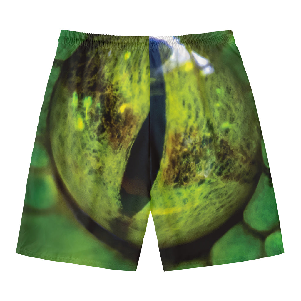 Green Snake Eye Print Men's Swim Trunks