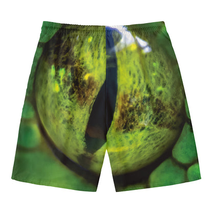 Green Snake Eye Print Men's Swim Trunks