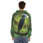 Green Snake Eye Print Men's Velvet Pullover Hoodie