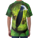 Green Snake Eye Print Men's Velvet T-Shirt