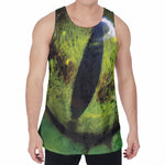 Green Snake Eye Print Men's Velvet Tank Top