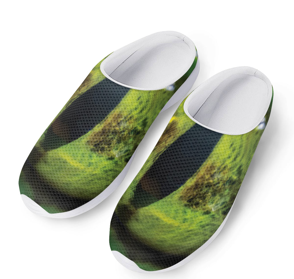 Green Snake Eye Print Mesh Casual Shoes