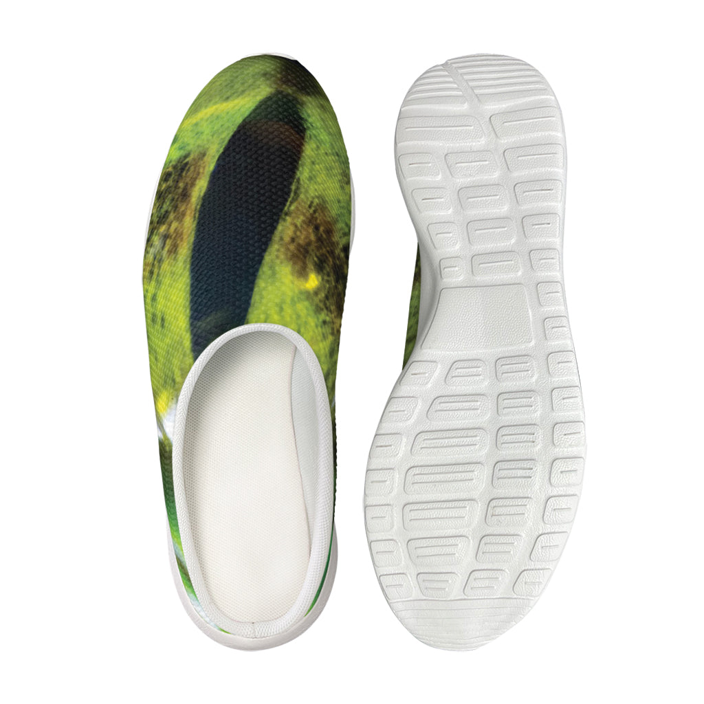 Green Snake Eye Print Mesh Casual Shoes