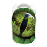 Green Snake Eye Print Mesh Laundry Hamper