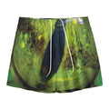 Green Snake Eye Print Mesh Shorts