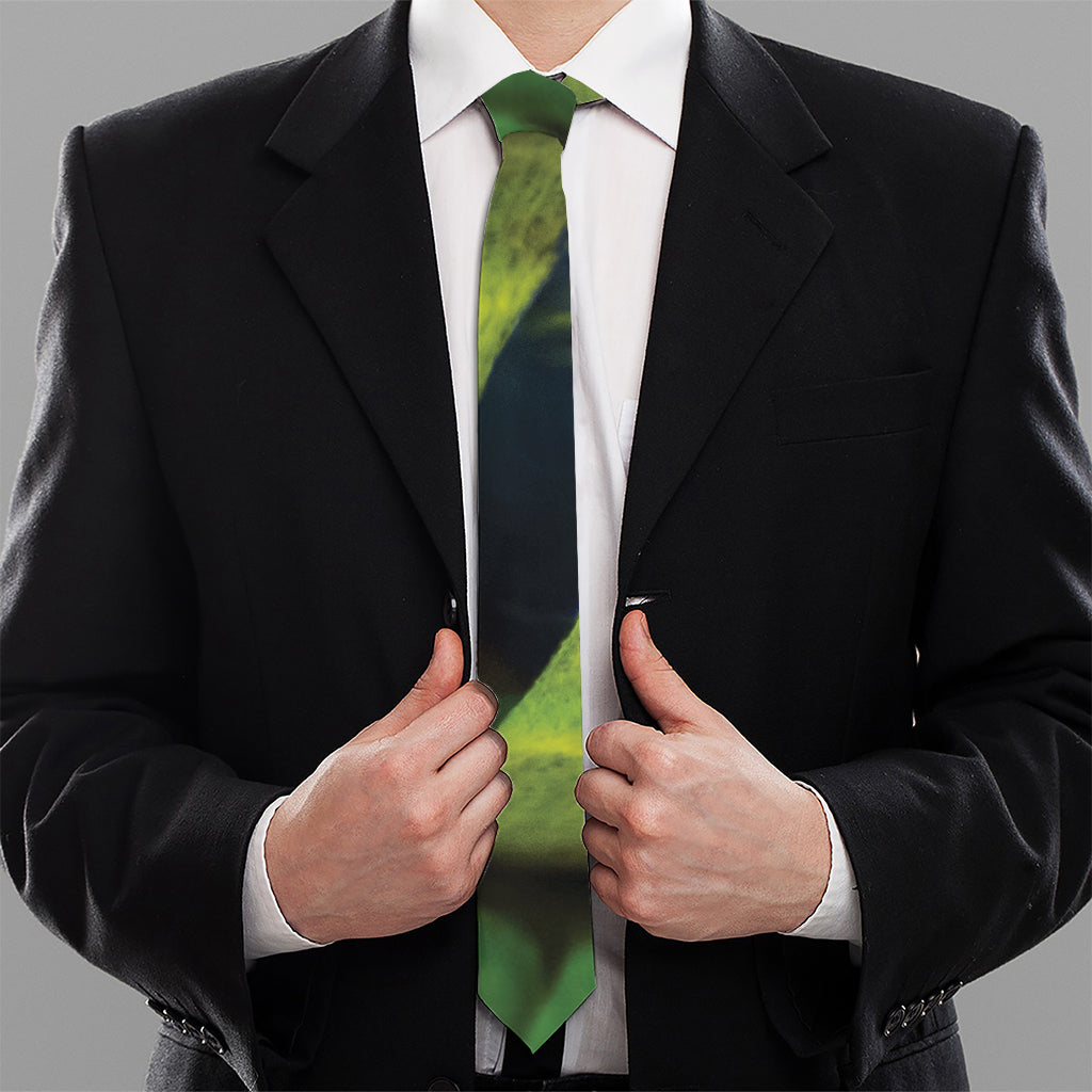 Green Snake Eye Print Necktie