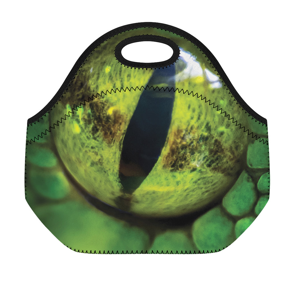 Green Snake Eye Print Neoprene Lunch Bag