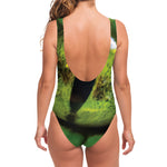 Green Snake Eye Print One Piece Swimsuit