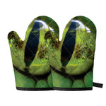 Green Snake Eye Print Oven Mitts