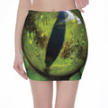 Green Snake Eye Print Pencil Mini Skirt
