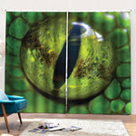 Green Snake Eye Print Pencil Pleat Curtains