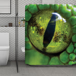 Green Snake Eye Print Polyester Shower Curtain