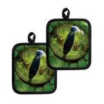Green Snake Eye Print Pot Holders